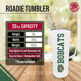 Ohio Bobcats NCAA Stainless Steel 20oz Roadie With Handle & Dual Option Lid With Straw - White
