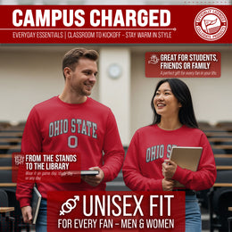 Ohio State Buckeyes NCAA Adult Tackle Twill Crewneck Sweatshirt - Red