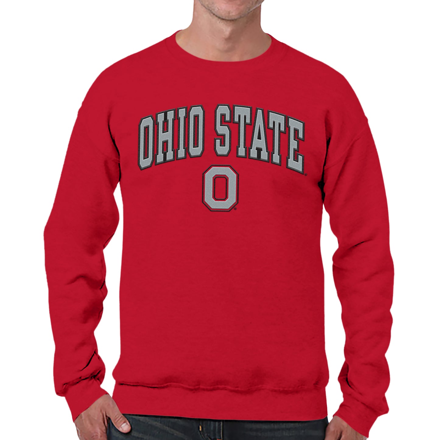 Ohio State Buckeyes NCAA Adult Tackle Twill Crewneck Sweatshirt - Red
