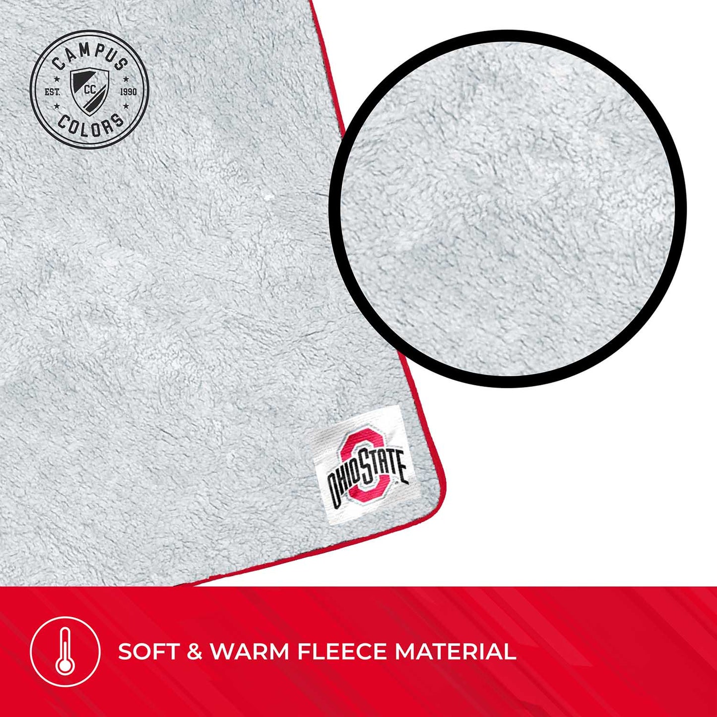 Ohio State Buckeyes NCAA Silk Sherpa College Throw Blanket - Red