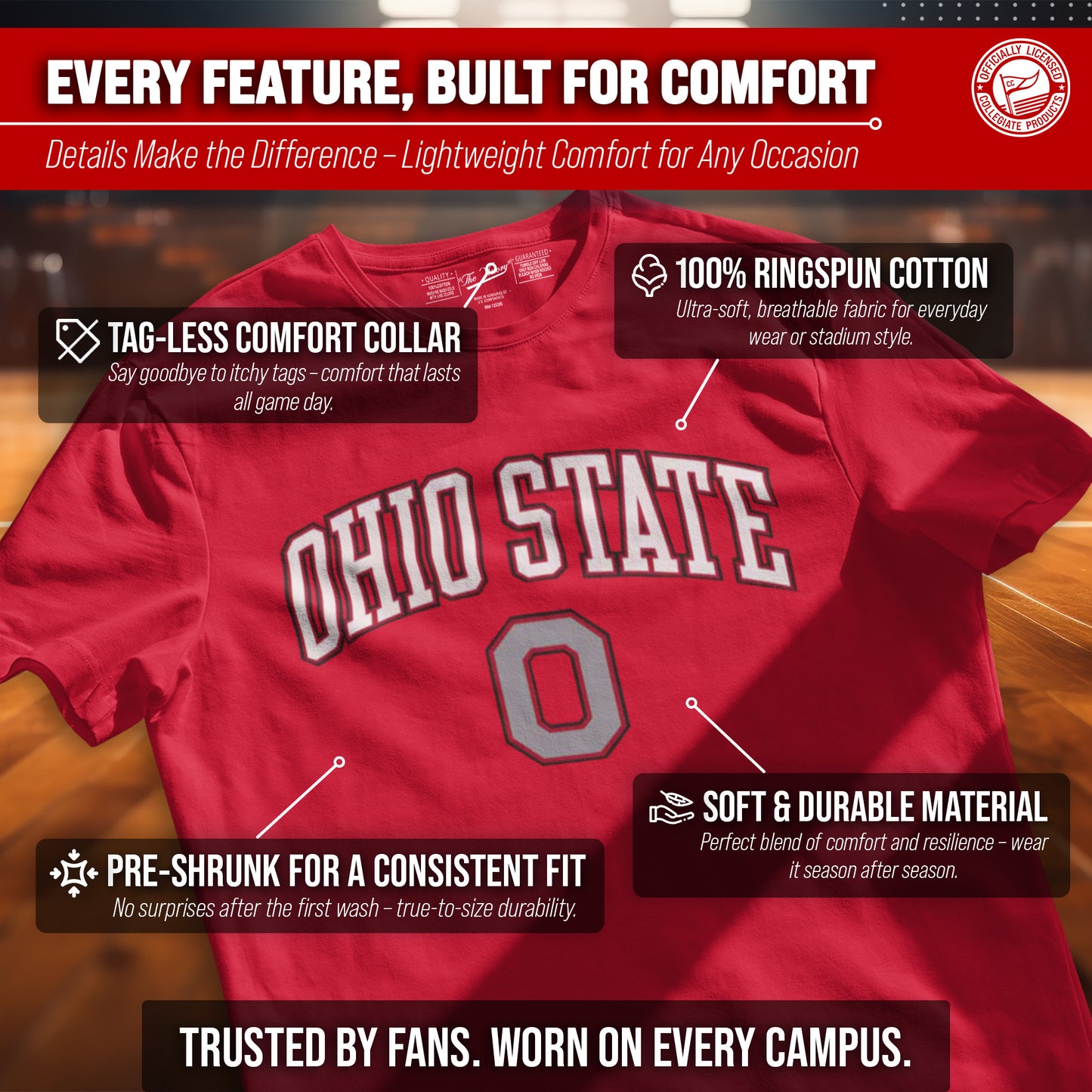 Ohio State Buckeyes NCAA Adult Gameday Cotton T-Shirt - Red