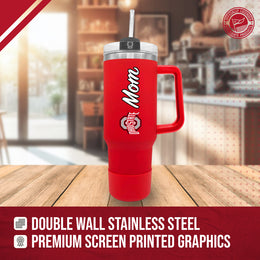 Ohio State Buckeyes Collegiate 40oz Stainless Steel Travel Tumbler with Handle for Mom - Red