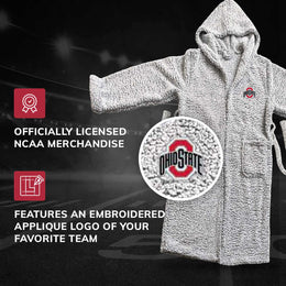 Ohio State Buckeyes NCAA Adult Plush Hooded Robe with Pockets - Gray