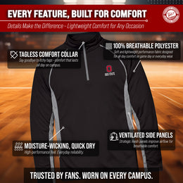 Ohio State Buckeyes Mens NCAA Campus Classic Long Sleeve 1/4 Zip Windshirt - Black