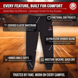 Ohio State Buckeyes NCAA Men’s University Cloud Jersey Performance Jogger Pants with Drawstring Waistband - Black Heather