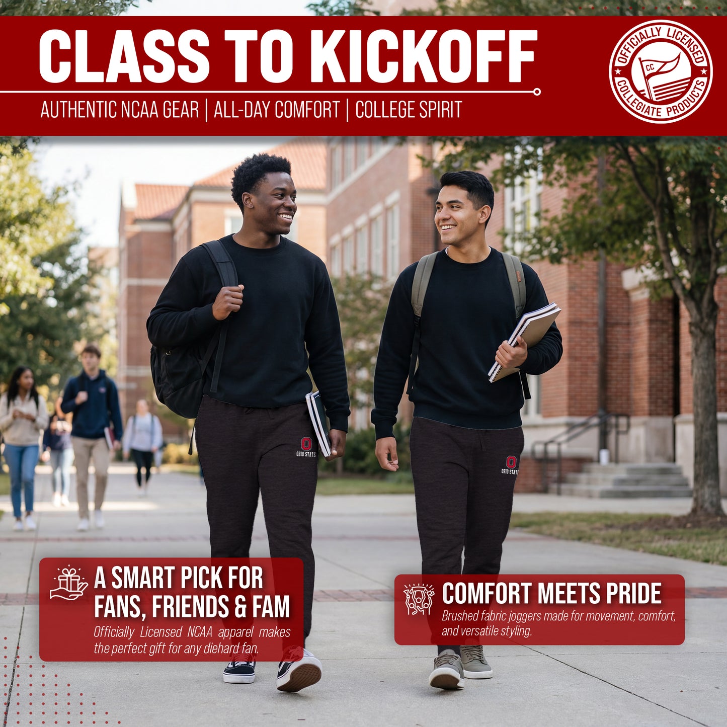 Ohio State Buckeyes NCAA Men’s University Cloud Jersey Performance Jogger Pants with Drawstring Waistband - Black Heather