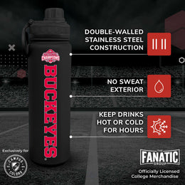 Ohio State Buckeyes NCAA College Football Nationship Championship 24 oz Water Bottle - Black