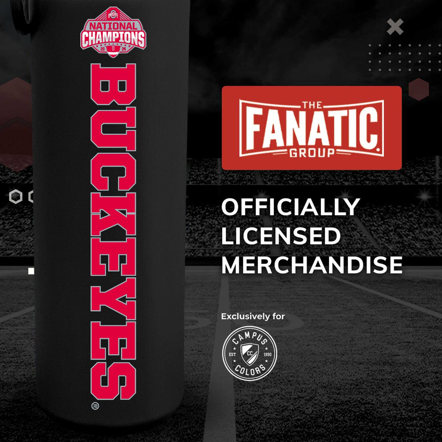 Ohio State Buckeyes NCAA College Football Nationship Championship 24 oz Water Bottle - Black