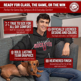 Ohio State Buckeyes NCAA Adult Unisex Starting Fresh Heathered Hooded Fleece Sweatshirt - Black Heather