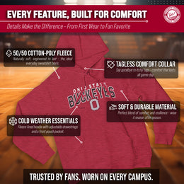 Ohio State Buckeyes NCAA Adult Unisex Starting Fresh Heathered Hooded Fleece Sweatshirt - Red Heather