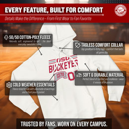 Ohio State Buckeyes NCAA Adult Unisex Varsity Club Pennant Hooded Fleece Sweatshirt - Off White