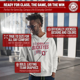 Ohio State Buckeyes NCAA Adult Unisex Varsity Club Pennant Hooded Fleece Sweatshirt - Off White