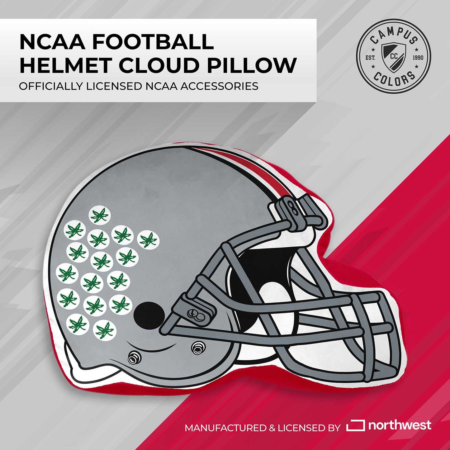 Ohio State Buckeyes NCAA Helmet Super Soft Football Pillow - Gray