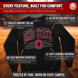 Ohio State Buckeyes NCAA Adult Unisex Overtime Classics Crewneck Fleece Sweatshirt - Black