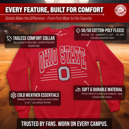 Ohio State Buckeyes NCAA Adult Unisex Overtime Classics Crewneck Fleece Sweatshirt - Red