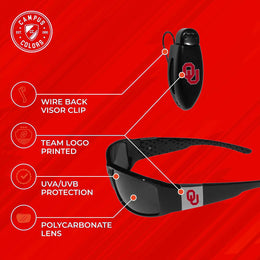 Oklahoma Sooners NCAA Black Chrome Sunglasses with Visor Clip Bundle - Black