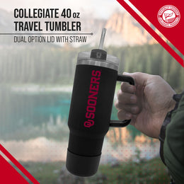Oklahoma Sooners College & University 40 oz Travel Tumbler With Handle - Black
