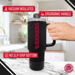 Oklahoma Sooners College & University 40 oz Travel Tumbler With Handle - Black