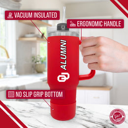 Oklahoma Sooners Collegiate 40oz Stainless Steel Travel Tumbler with Handle for Alumni - Crimson