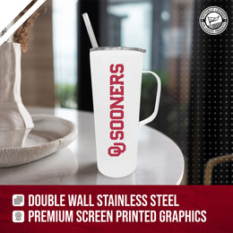 Oklahoma Sooners NCAA Stainless Steel 20oz Roadie With Handle & Dual Option Lid With Straw - White