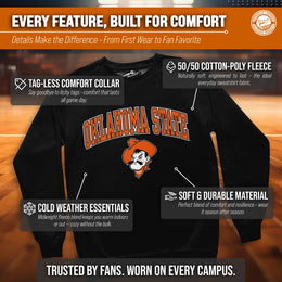 Oklahoma State Cowboys Adult Arch & Logo Soft Style Gameday Crewneck Sweatshirt - Black