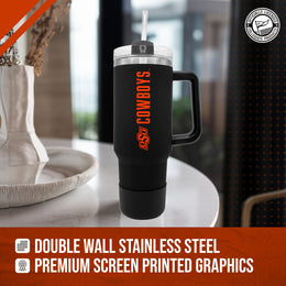Oklahoma State Cowboys College & University 40 oz Travel Tumbler With Handle - Black