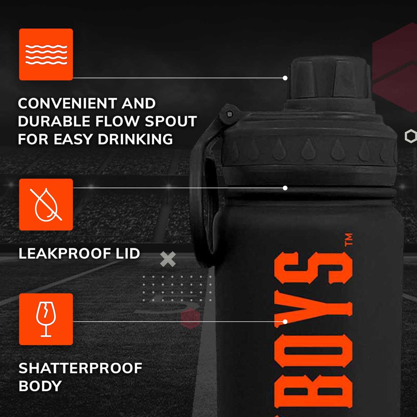 Oklahoma State Cowboys NCAA Stainless Steel Water Bottle - Black