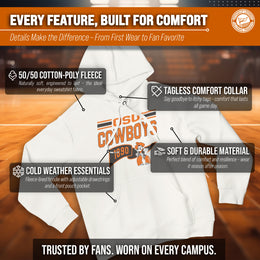 Oklahoma State Cowboys NCAA Adult Unisex Varsity Club Pennant Hooded Fleece Sweatshirt - Off White