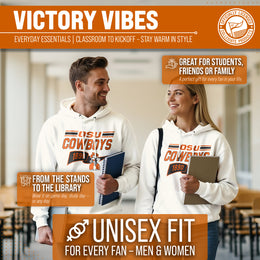 Oklahoma State Cowboys NCAA Adult Unisex Varsity Club Pennant Hooded Fleece Sweatshirt - Off White