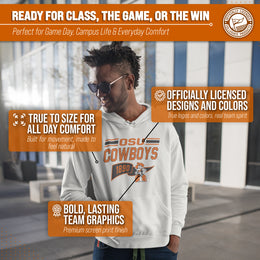 Oklahoma State Cowboys NCAA Adult Unisex Varsity Club Pennant Hooded Fleece Sweatshirt - Off White