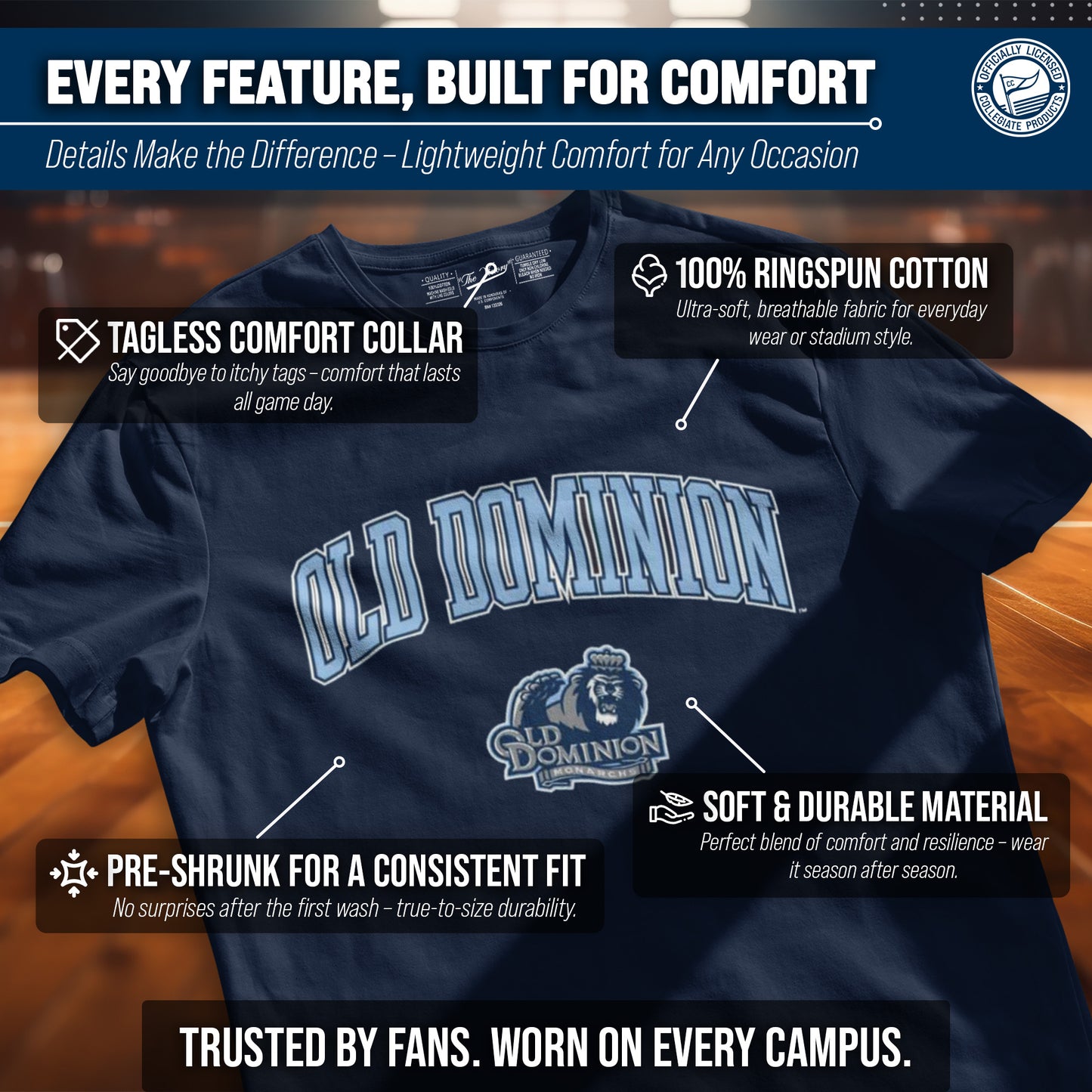 Old Dominion Monarchs NCAA Adult Gameday Cotton T-Shirt - Navy