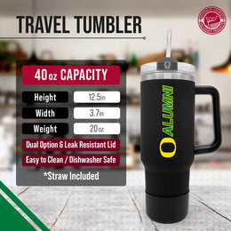Oregon Ducks Collegiate 40oz Stainless Steel Travel Tumbler with Handle for Alumni - Black