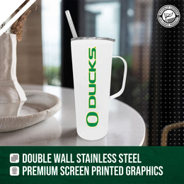 Oregon Ducks NCAA Stainless Steel 20oz Roadie With Handle & Dual Option Lid With Straw - White