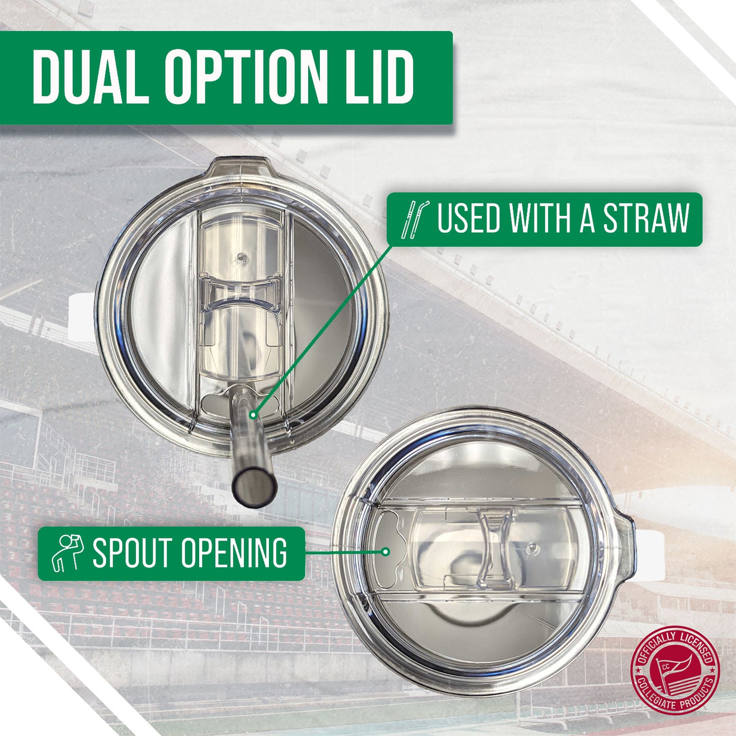 Oregon Ducks NCAA Stainless Steel 20oz Roadie With Handle & Dual Option Lid With Straw - White