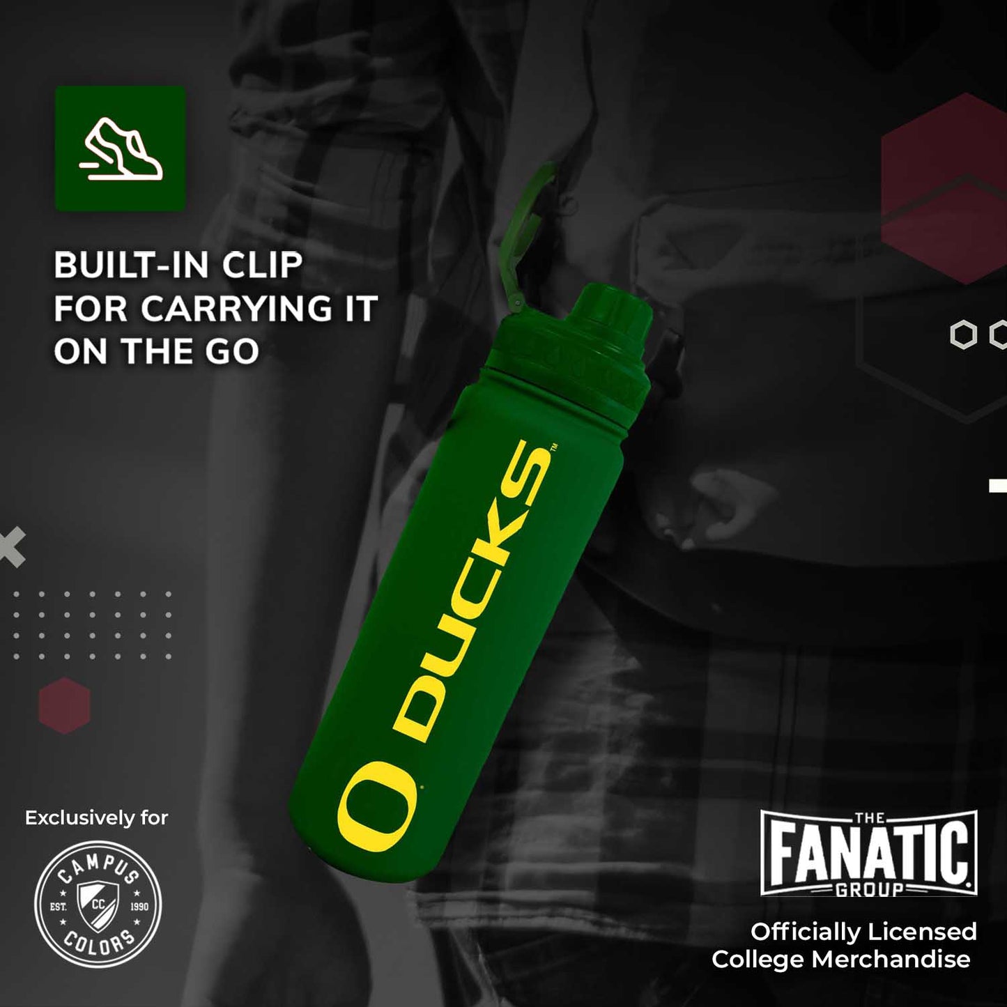 Oregon Ducks NCAA Stainless Steel Water Bottle - Green