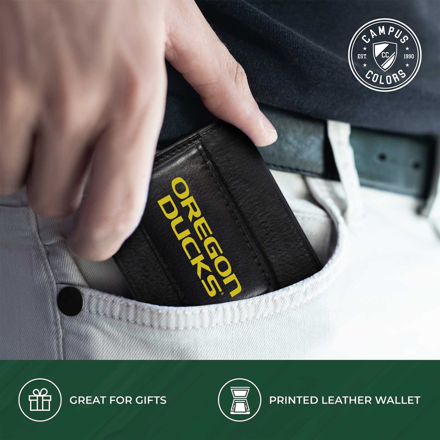 Oregon Ducks School Logo Leather Card/Cash Holder and Bottle Opener Keychain Bundle - Black