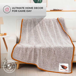 Oregon State Beavers NCAA Silk Sherpa College Throw Blanket - Texas Orange