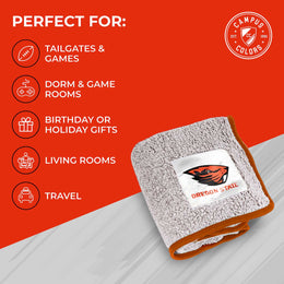 Oregon State Beavers NCAA Silk Sherpa College Throw Blanket - Texas Orange