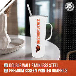 Oregon State Beavers NCAA Stainless Steel 20oz Roadie With Handle & Dual Option Lid With Straw - White