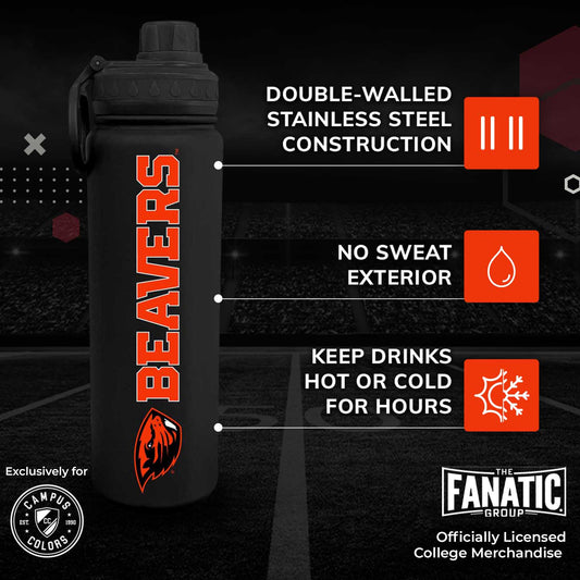 Oregon State Beavers NCAA Stainless Steel Water Bottle - Black