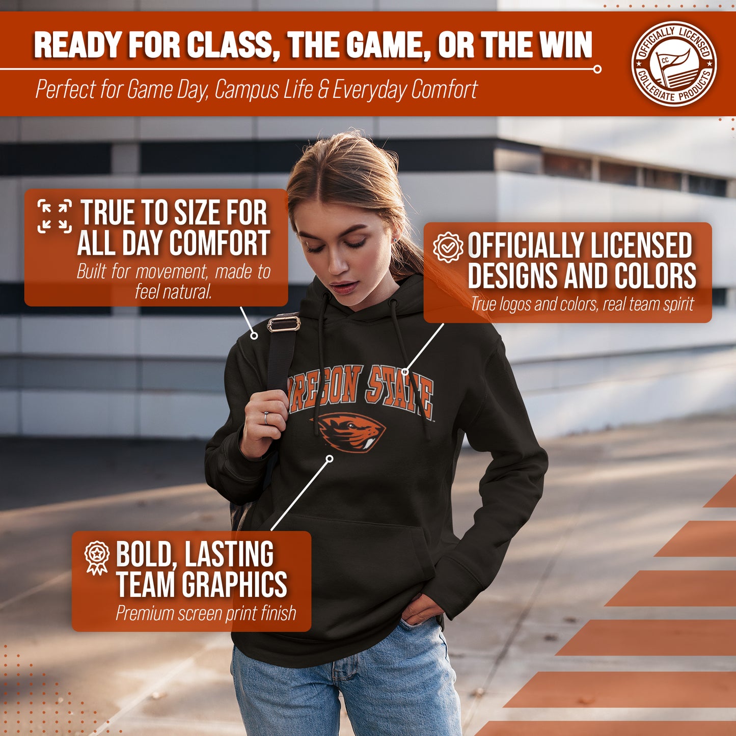 Oregon State Beavers Adult Arch & Logo Soft Style Gameday Hooded Sweatshirt - Black
