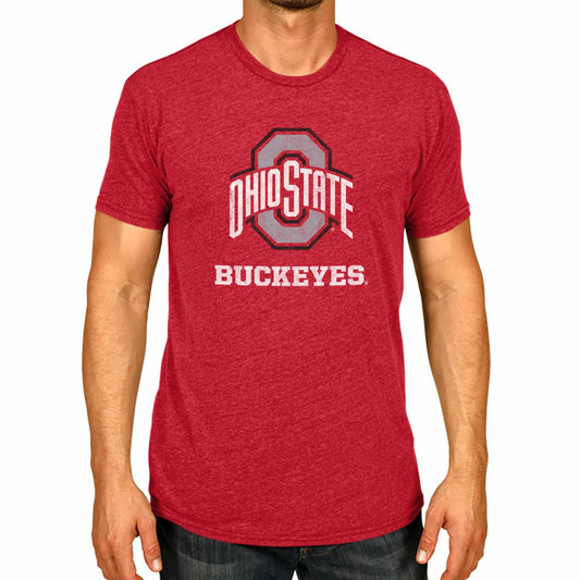 Ohio State Buckeyes Adult MVP Heathered Cotton Blend T-Shirt - Red