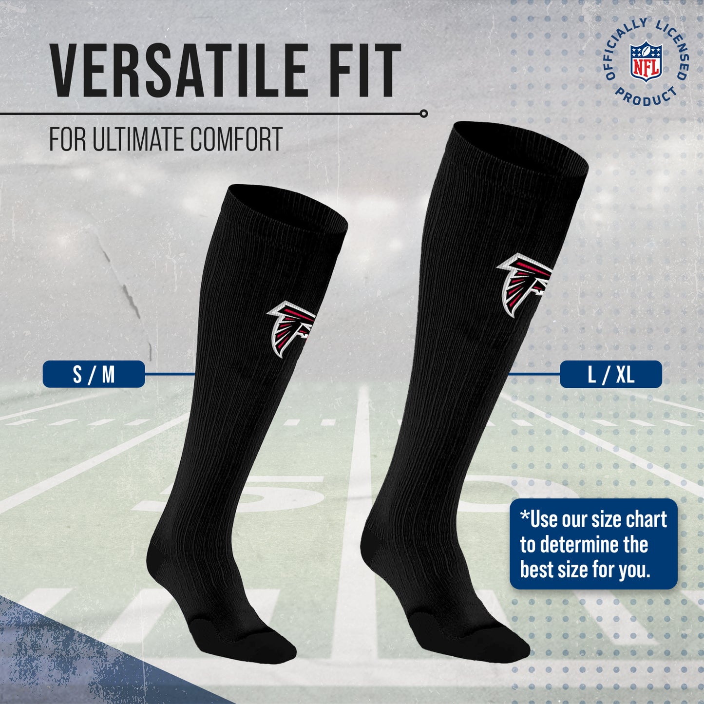 Atlanta Falcons NFL Adult Knee High-Performance Socks - Black