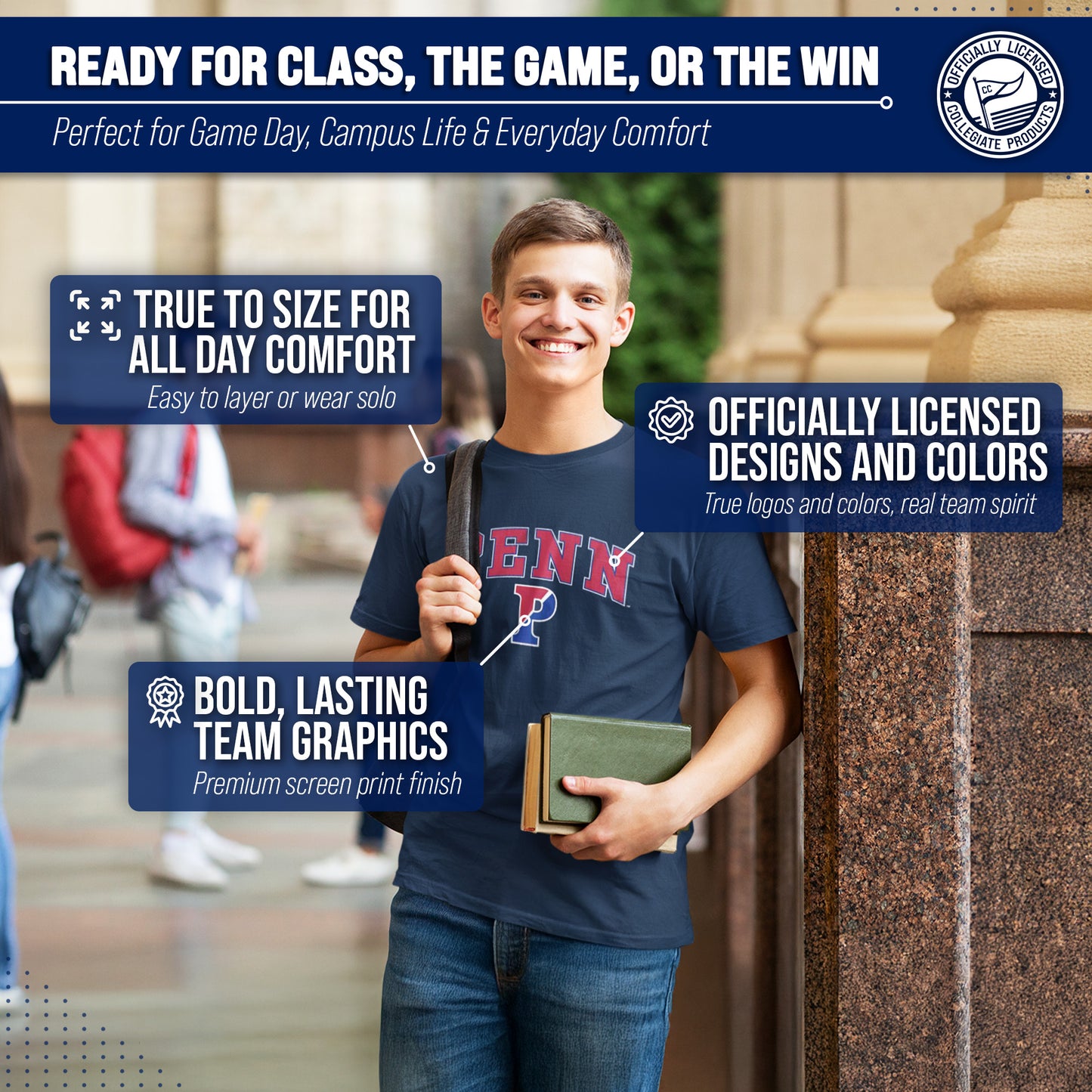 Penn Quakers NCAA Adult Gameday Cotton T-Shirt - Navy