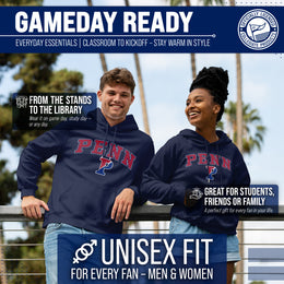 Penn Quakers Campus Colors Adult Arch & Logo Soft Style Gameday Hooded Sweatshirt  - Navy