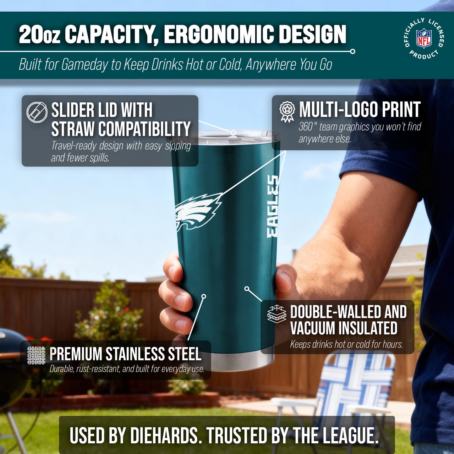 Philadelphia Eagles NFL 20oz Gameday Stainless Steel Tumbler - Deep Teal