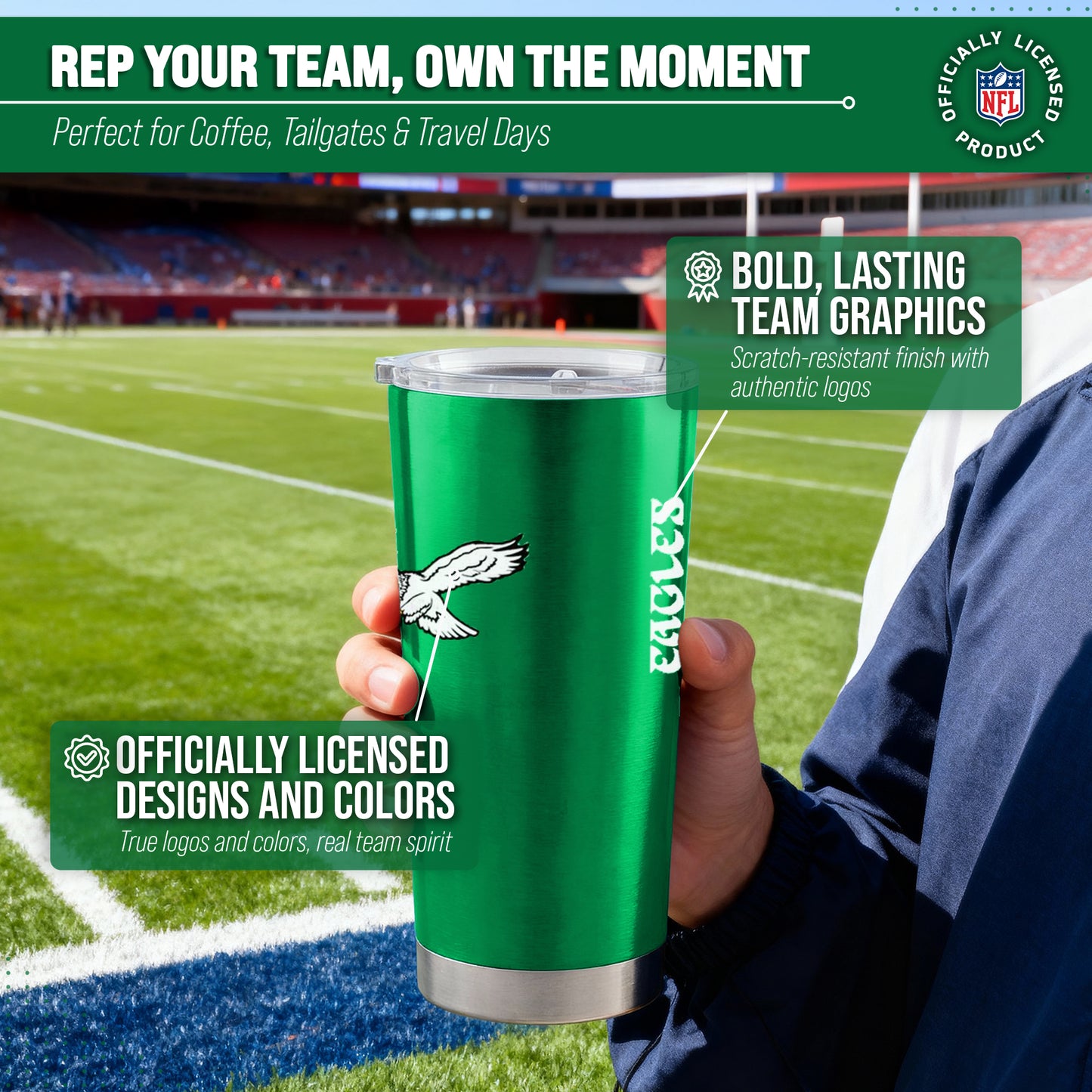 Philadelphia Eagles NFL 20oz Gameday Stainless Steel Tumbler - Kelly Green