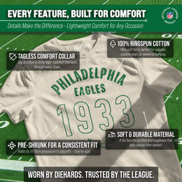 Philadelphia Eagles NFL Adult Big Date Tag-Less T-Shirt - Natural