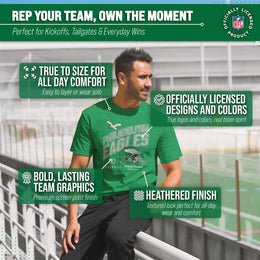 Philadelphia Eagles NFL Adult Distressed Helmet Tag-Less T-Shirt - Kelly Green Heather