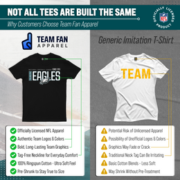 Philadelphia Eagles NFL Adult Modern Endzone Tag-Less T-Shirt - Black